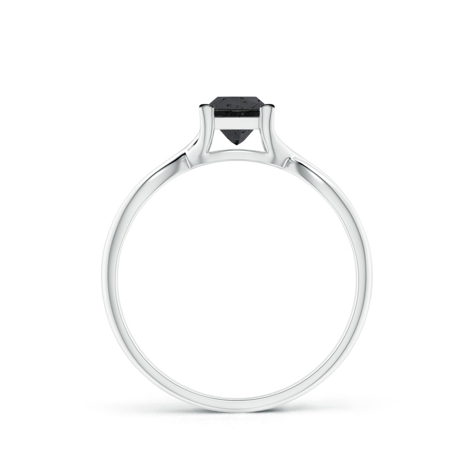 4.5mm A Princess-Cut Solitaire Black Diamond Crossover Ring in P950 Platinum side-1