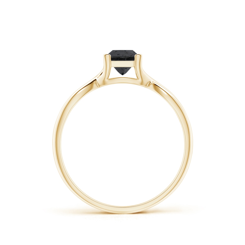 4.5mm A Princess-Cut Solitaire Black Diamond Crossover Ring in Yellow Gold side-1