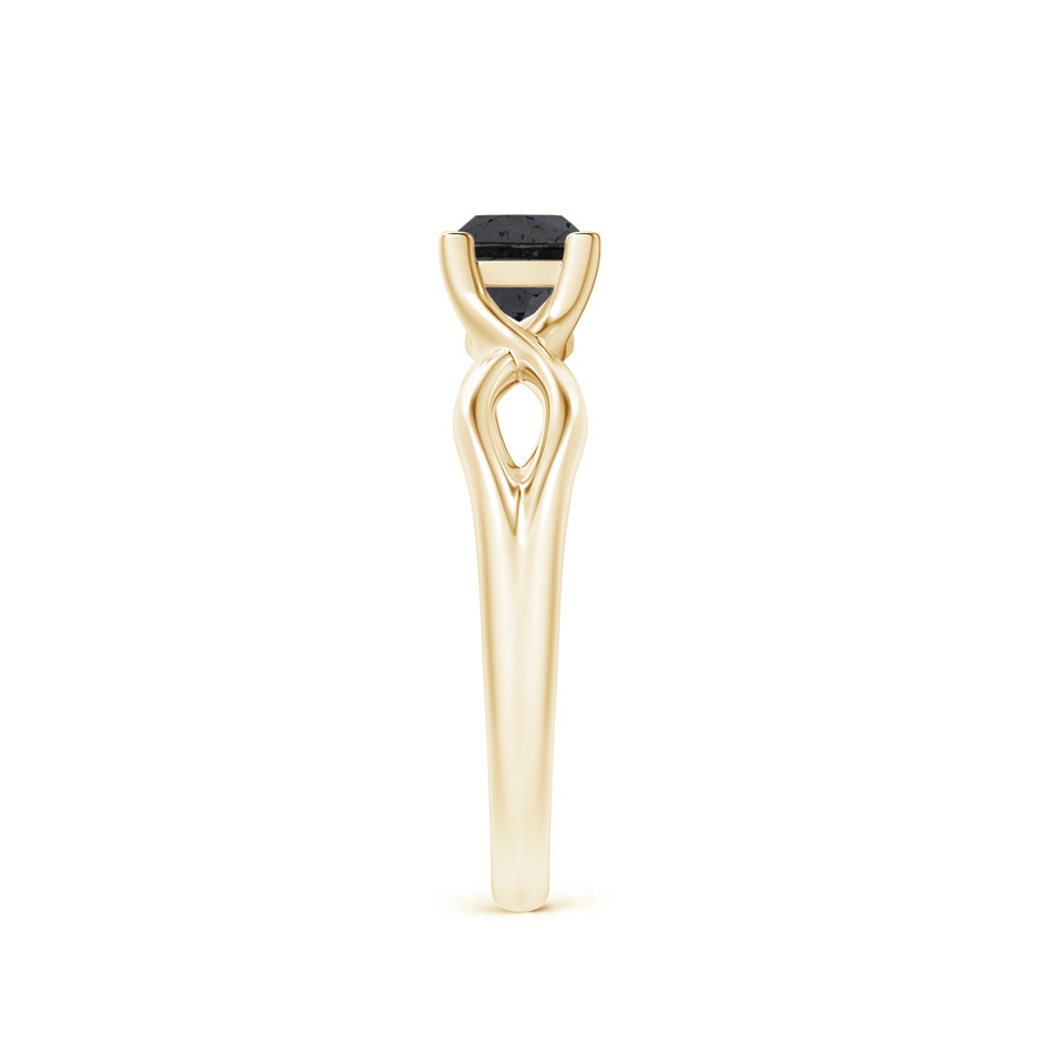 4.5mm A Princess-Cut Solitaire Black Diamond Crossover Ring in Yellow Gold side-2