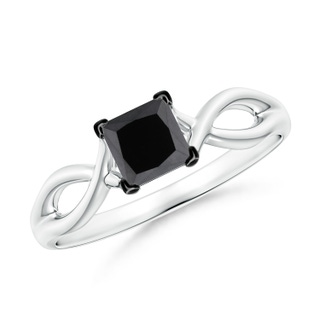 4.5mm AA Princess-Cut Solitaire Black Diamond Crossover Ring in P950 Platinum