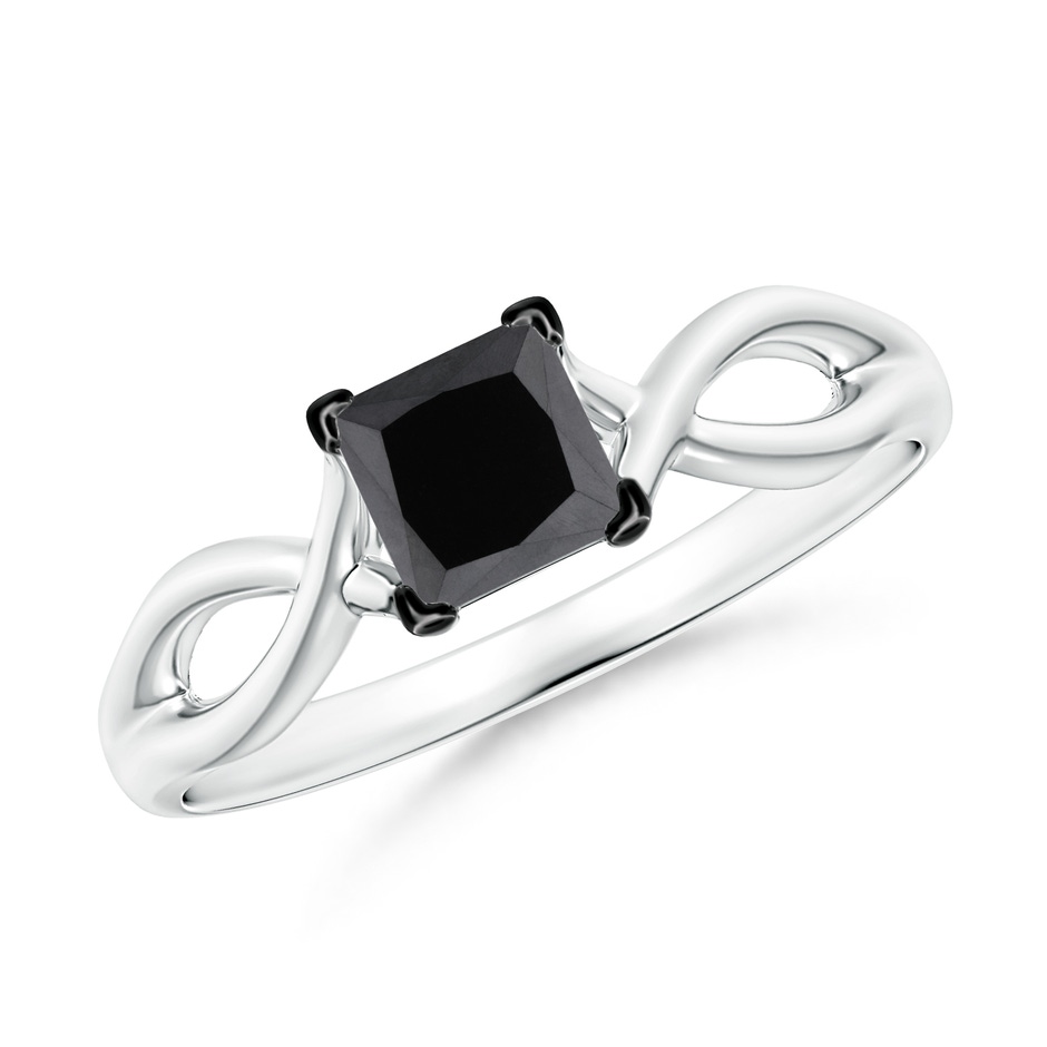 4.5mm AA Princess-Cut Solitaire Black Diamond Crossover Ring in P950 Platinum 