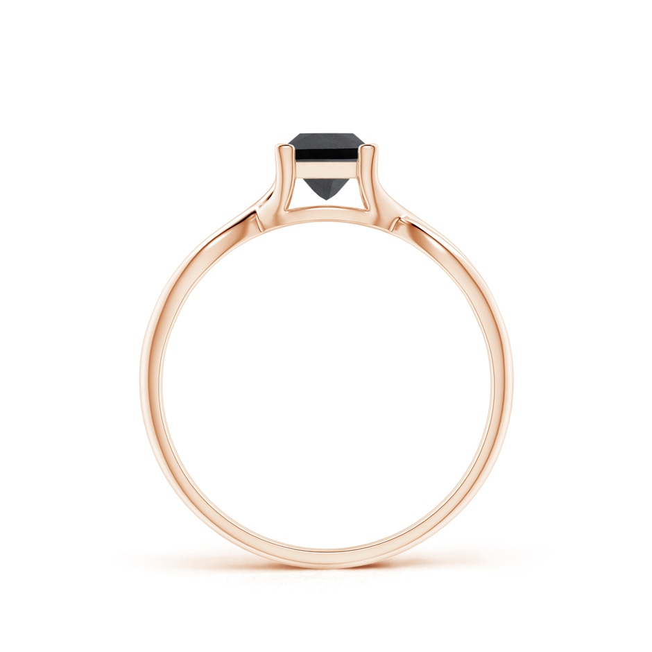 4.5mm AA Princess-Cut Solitaire Black Diamond Crossover Ring in Rose Gold side-1