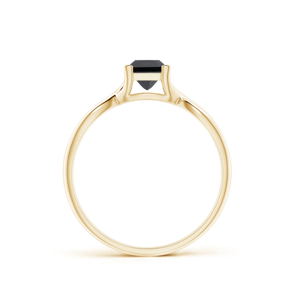 4.5mm AA Princess-Cut Solitaire Black Diamond Crossover Ring in Yellow Gold - side_1