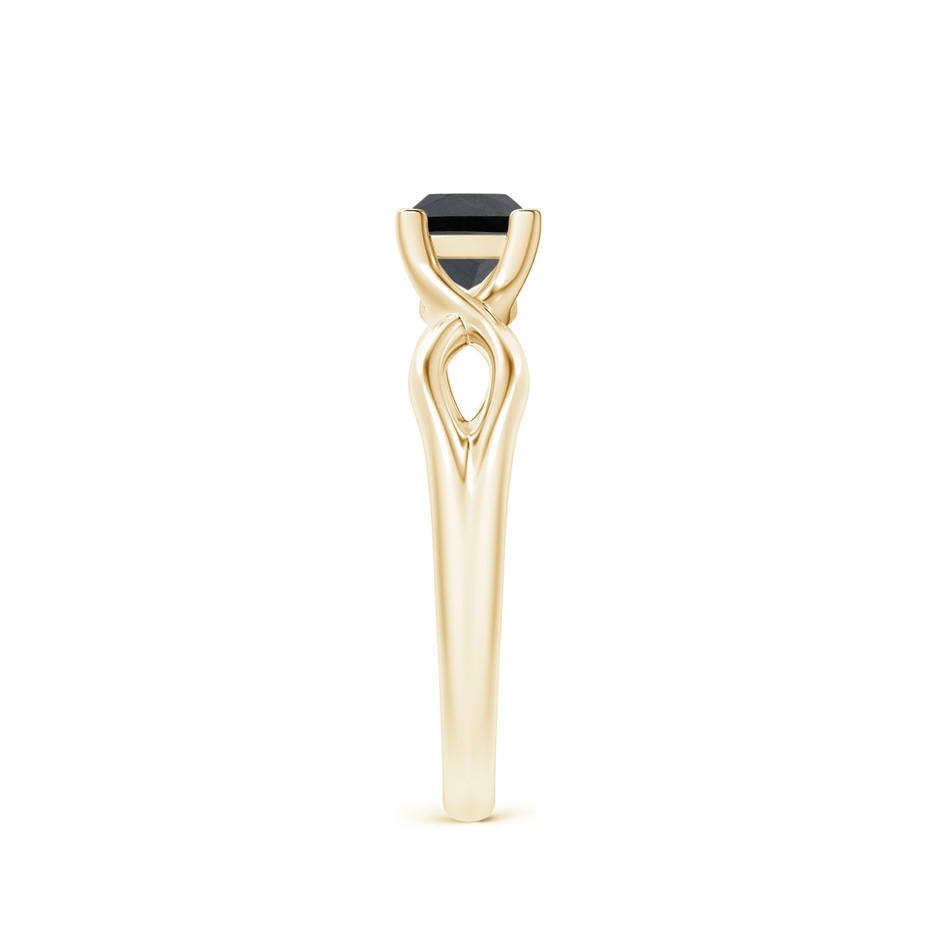 4.5mm AA Princess-Cut Solitaire Black Diamond Crossover Ring in Yellow Gold side-2