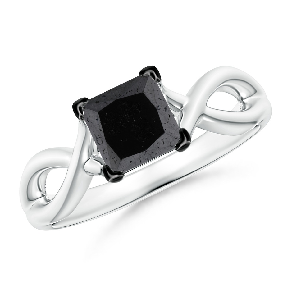 5.5mm A Princess-Cut Solitaire Black Diamond Crossover Ring in P950 Platinum 