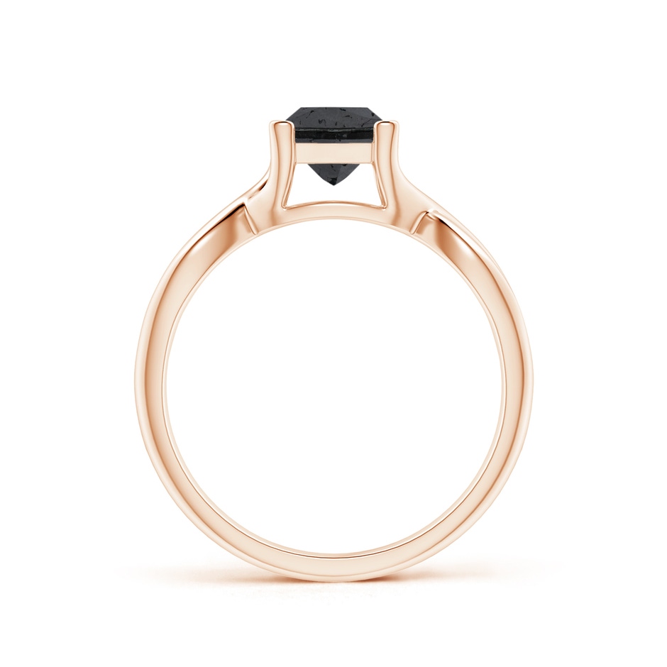 5.5mm A Princess-Cut Solitaire Black Diamond Crossover Ring in Rose Gold side-1