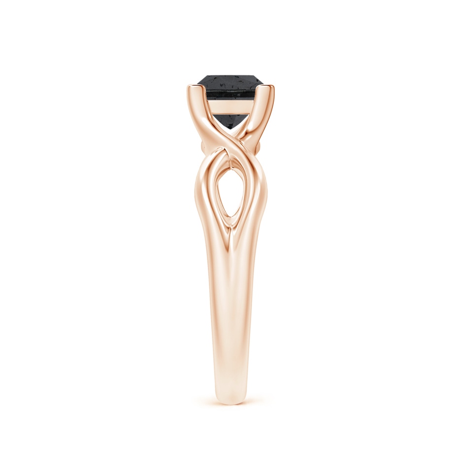 5.5mm A Princess-Cut Solitaire Black Diamond Crossover Ring in Rose Gold side-2