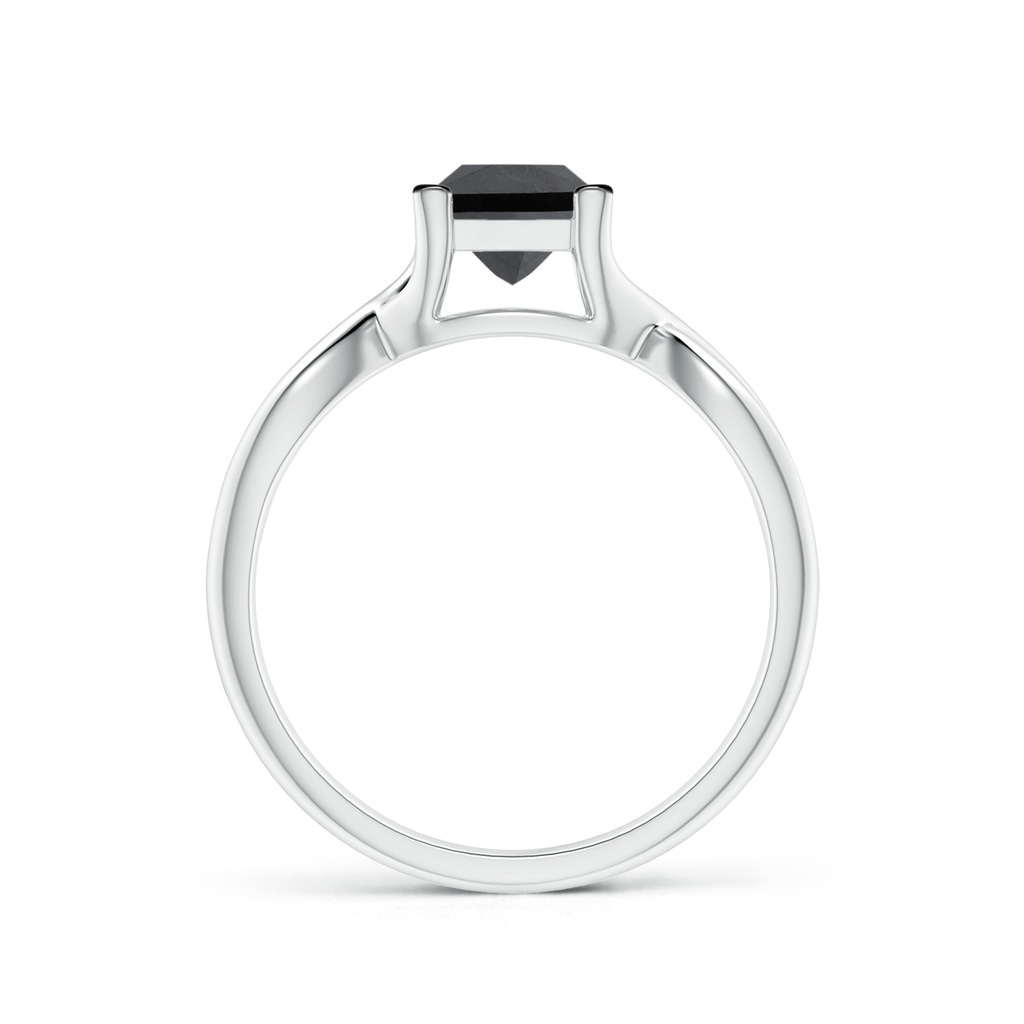 5.5mm AA Princess-Cut Solitaire Black Diamond Crossover Ring in White Gold Side-1