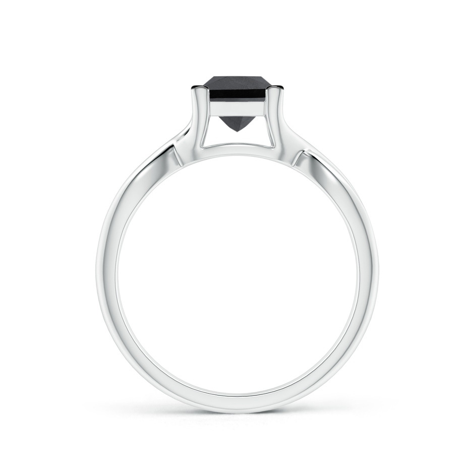 5.5mm AA Princess-Cut Solitaire Black Diamond Crossover Ring in White Gold side-1