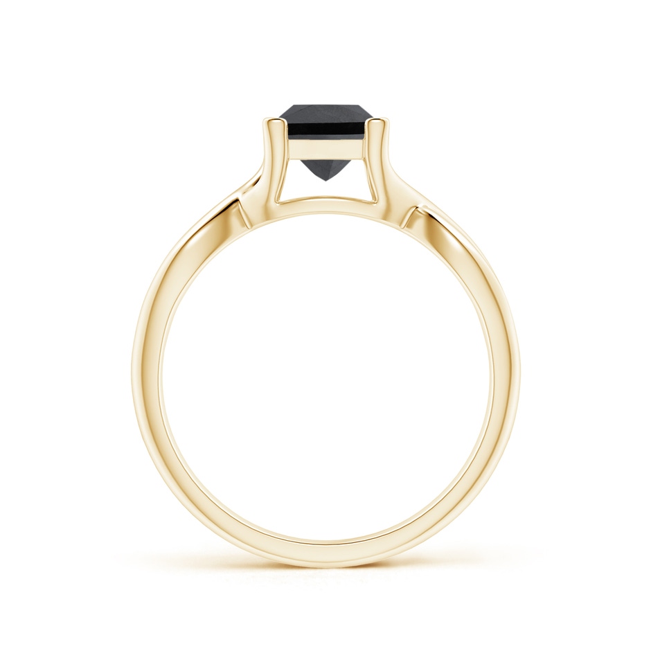 5.5mm AA Princess-Cut Solitaire Black Diamond Crossover Ring in Yellow Gold side-1