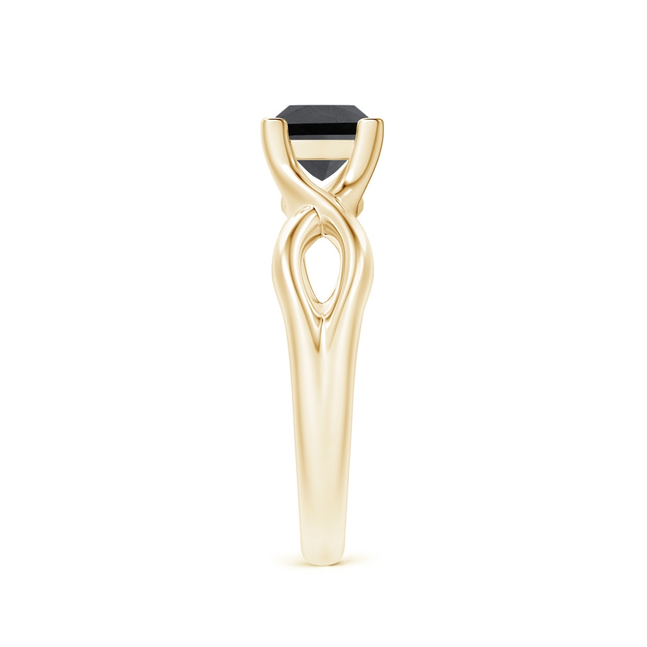 5.5mm AA Princess-Cut Solitaire Black Diamond Crossover Ring in Yellow Gold side-2