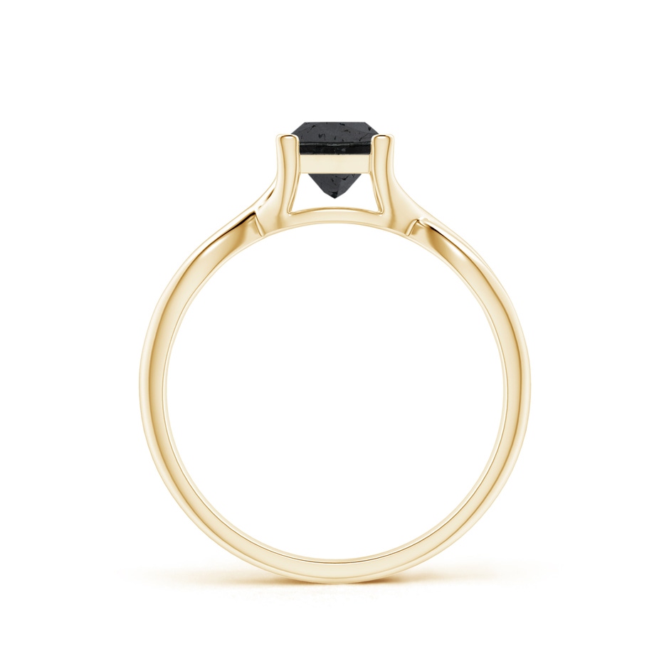 5mm A Princess-Cut Solitaire Black Diamond Crossover Ring in Yellow Gold side-1