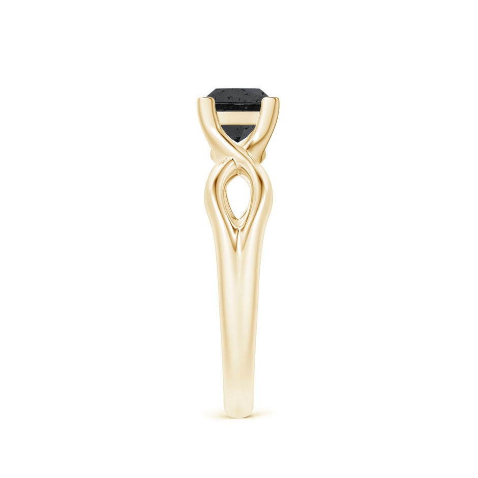 5mm A Princess-Cut Solitaire Black Diamond Crossover Ring in Yellow Gold side-2