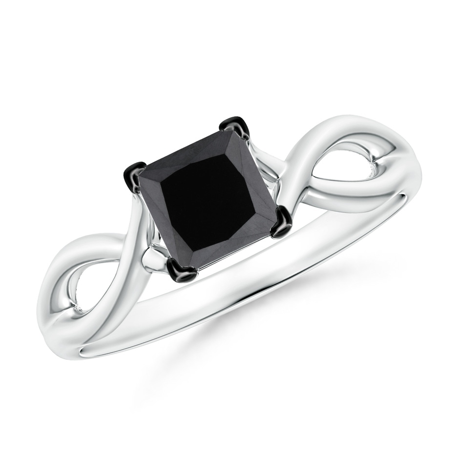 5mm AA Princess-Cut Solitaire Black Diamond Crossover Ring in P950 Platinum 