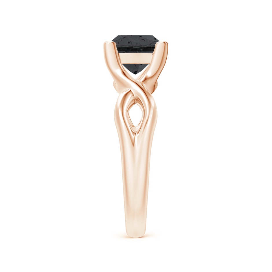 7mm A Princess-Cut Solitaire Black Diamond Crossover Ring in Rose Gold side-2