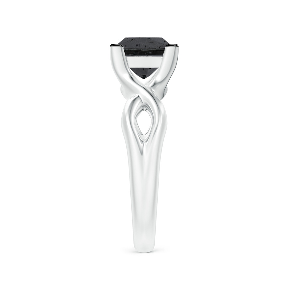 7mm A Princess-Cut Solitaire Black Diamond Crossover Ring in White Gold side-2