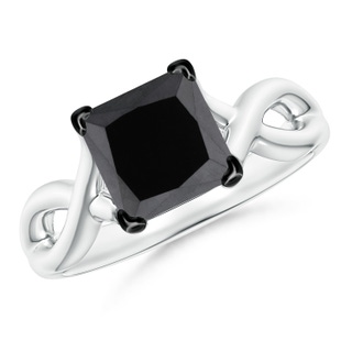 7mm AA Princess-Cut Solitaire Black Diamond Crossover Ring in P950 Platinum
