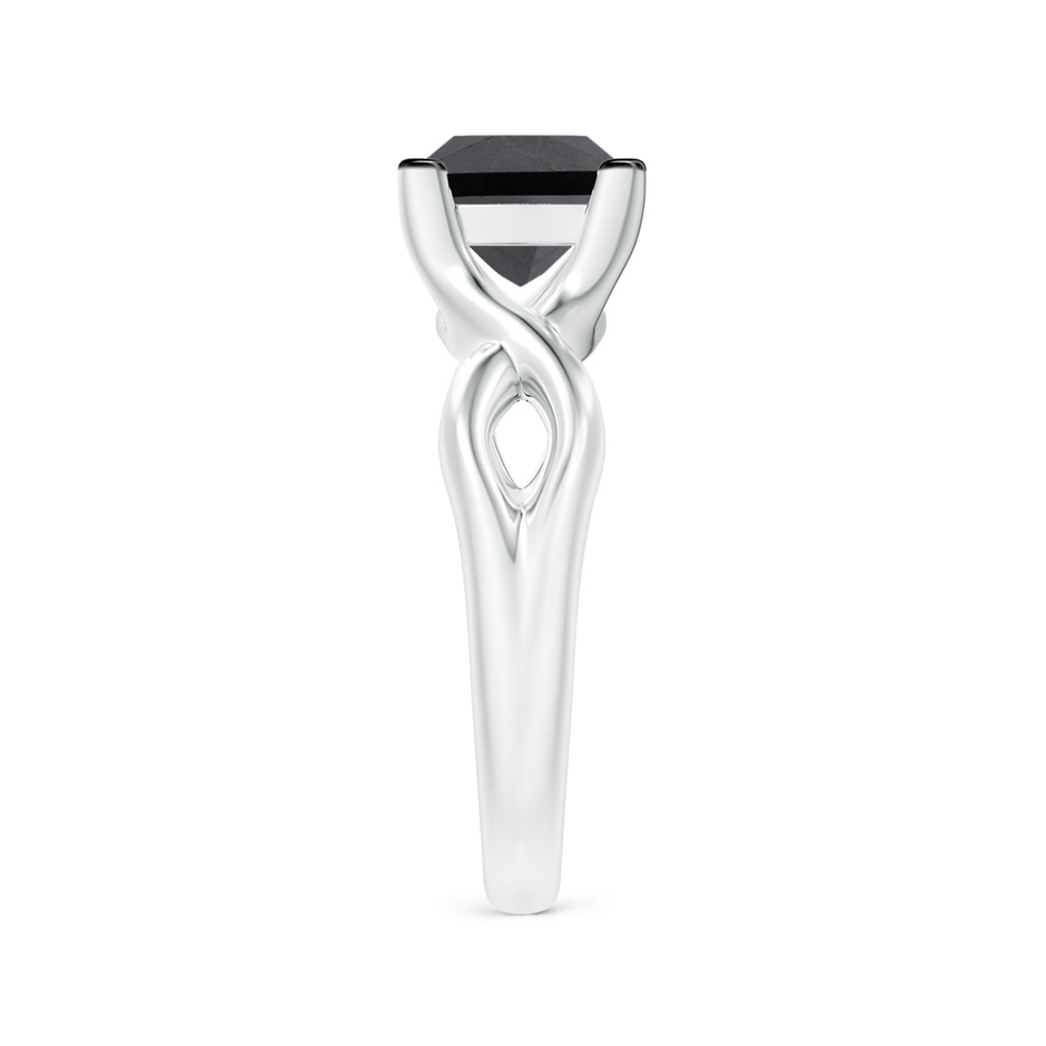 7mm AA Princess-Cut Solitaire Black Diamond Crossover Ring in White Gold side-2