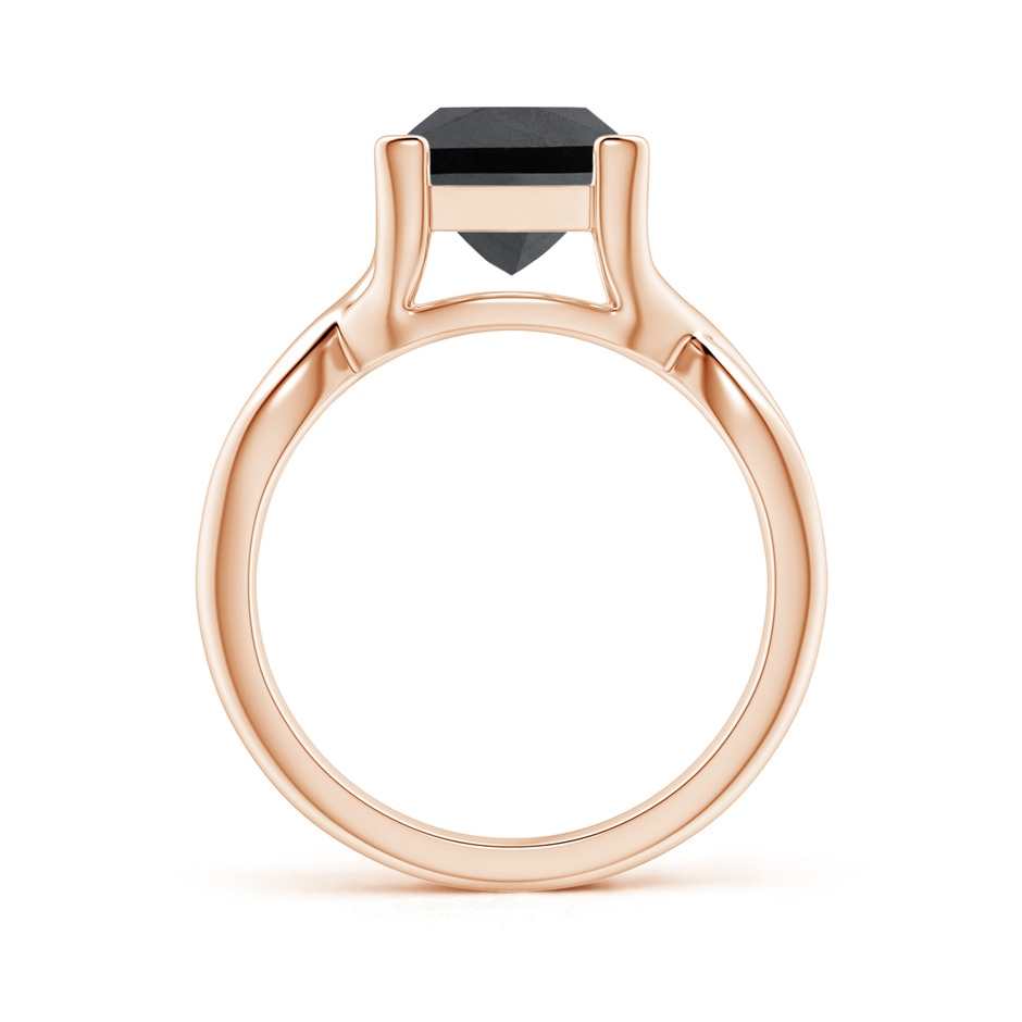 8mm AA Princess-Cut Solitaire Black Diamond Crossover Ring in Rose Gold side-1