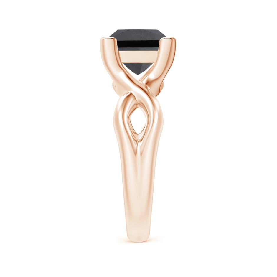 8mm AA Princess-Cut Solitaire Black Diamond Crossover Ring in Rose Gold side-2