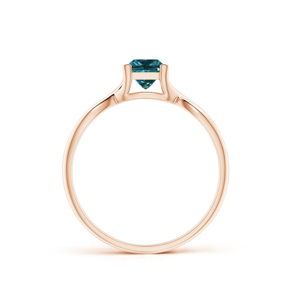 4.5mm AA Princess-Cut Solitaire Blue Diamond Crossover Ring in Rose Gold side-1