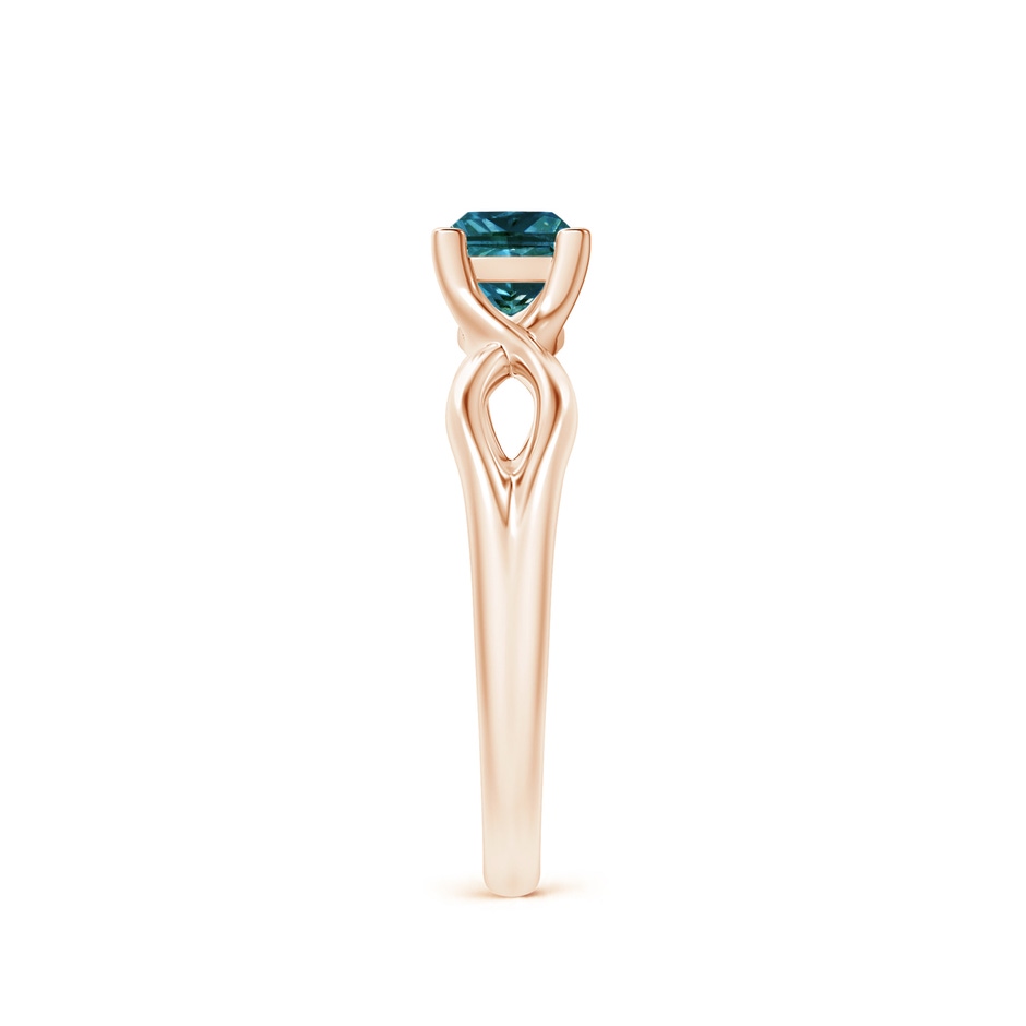 4.5mm AA Princess-Cut Solitaire Blue Diamond Crossover Ring in Rose Gold side-2