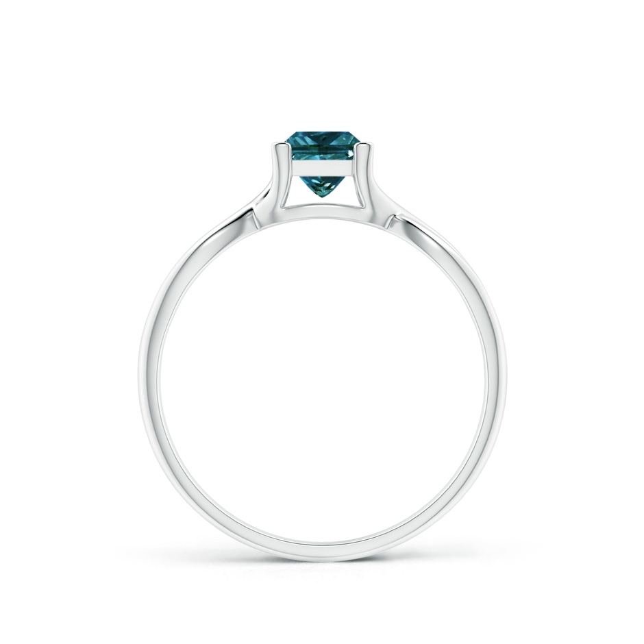 4.5mm AA Princess-Cut Solitaire Blue Diamond Crossover Ring in White Gold side-1