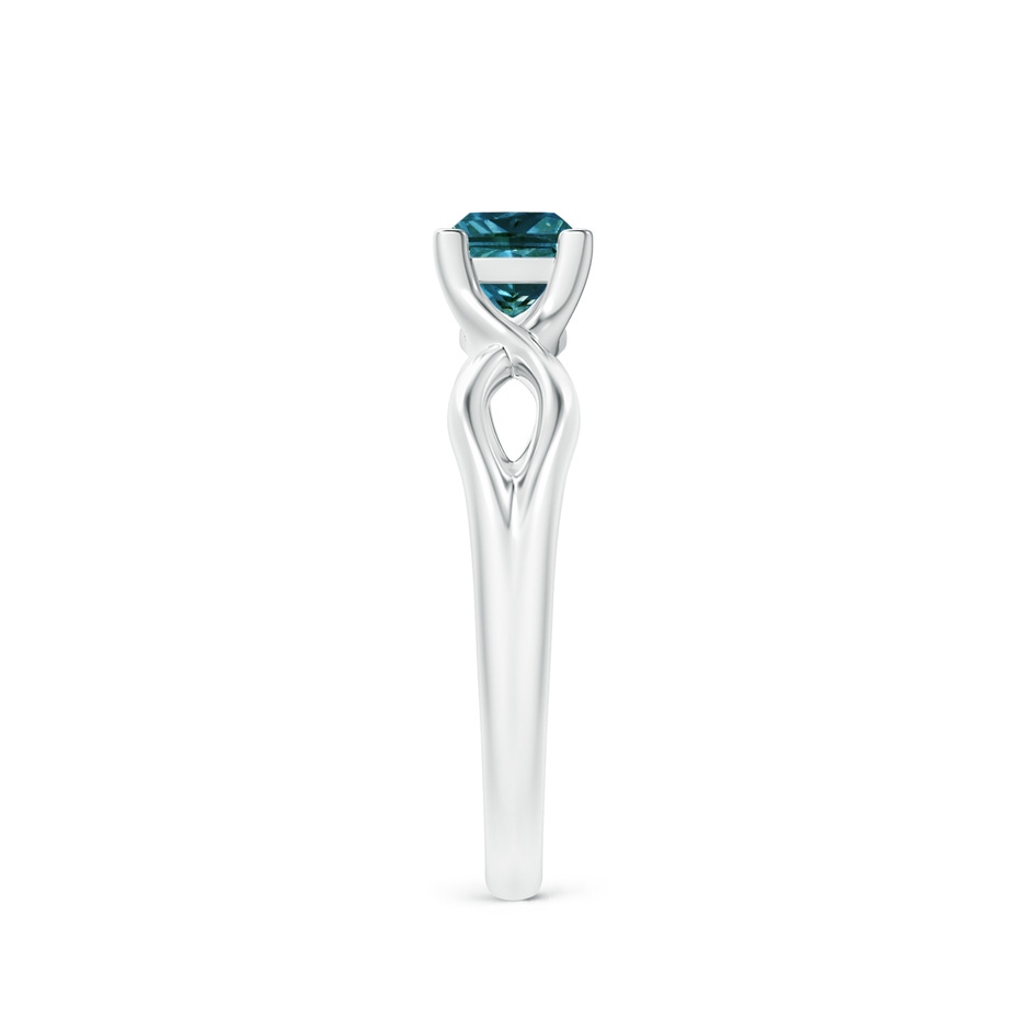 4.5mm AA Princess-Cut Solitaire Blue Diamond Crossover Ring in White Gold side-2