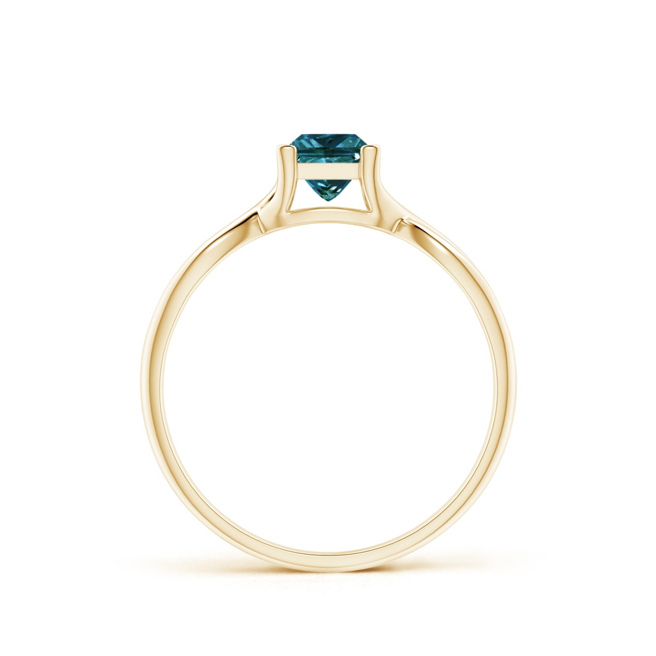 4.5mm AA Princess-Cut Solitaire Blue Diamond Crossover Ring in Yellow Gold side-1