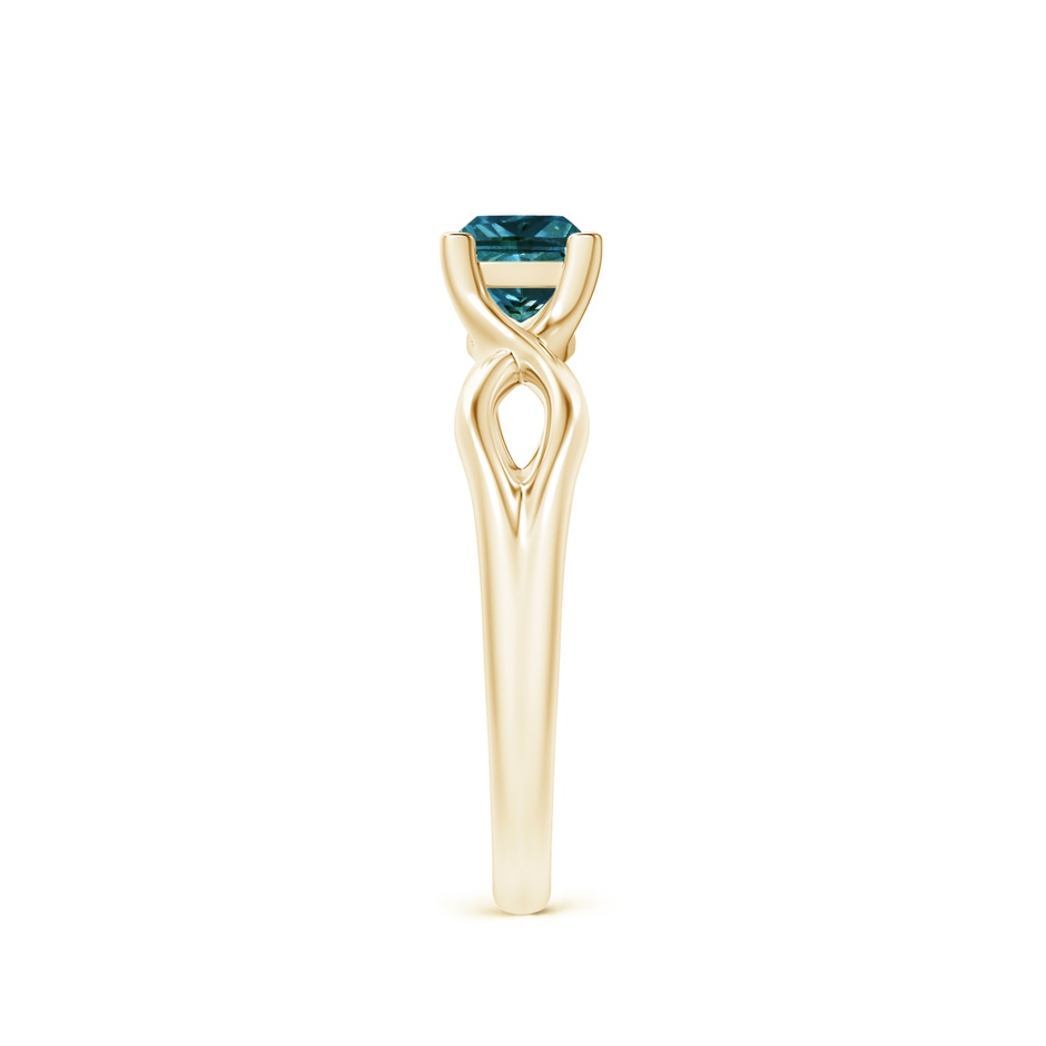 4.5mm AA Princess-Cut Solitaire Blue Diamond Crossover Ring in Yellow Gold side-2