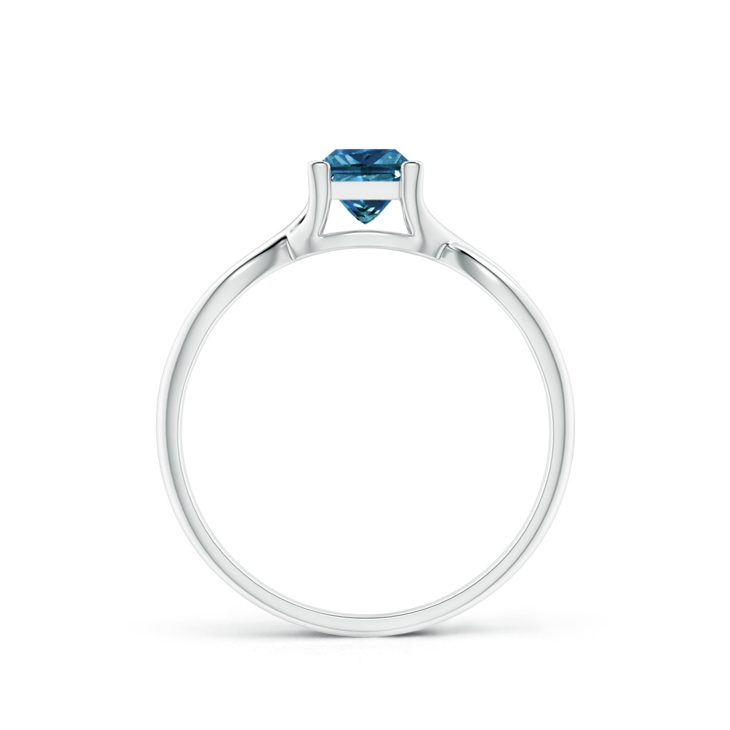 4.5mm AAA Princess-Cut Solitaire Blue Diamond Crossover Ring in P950 Platinum Side-1