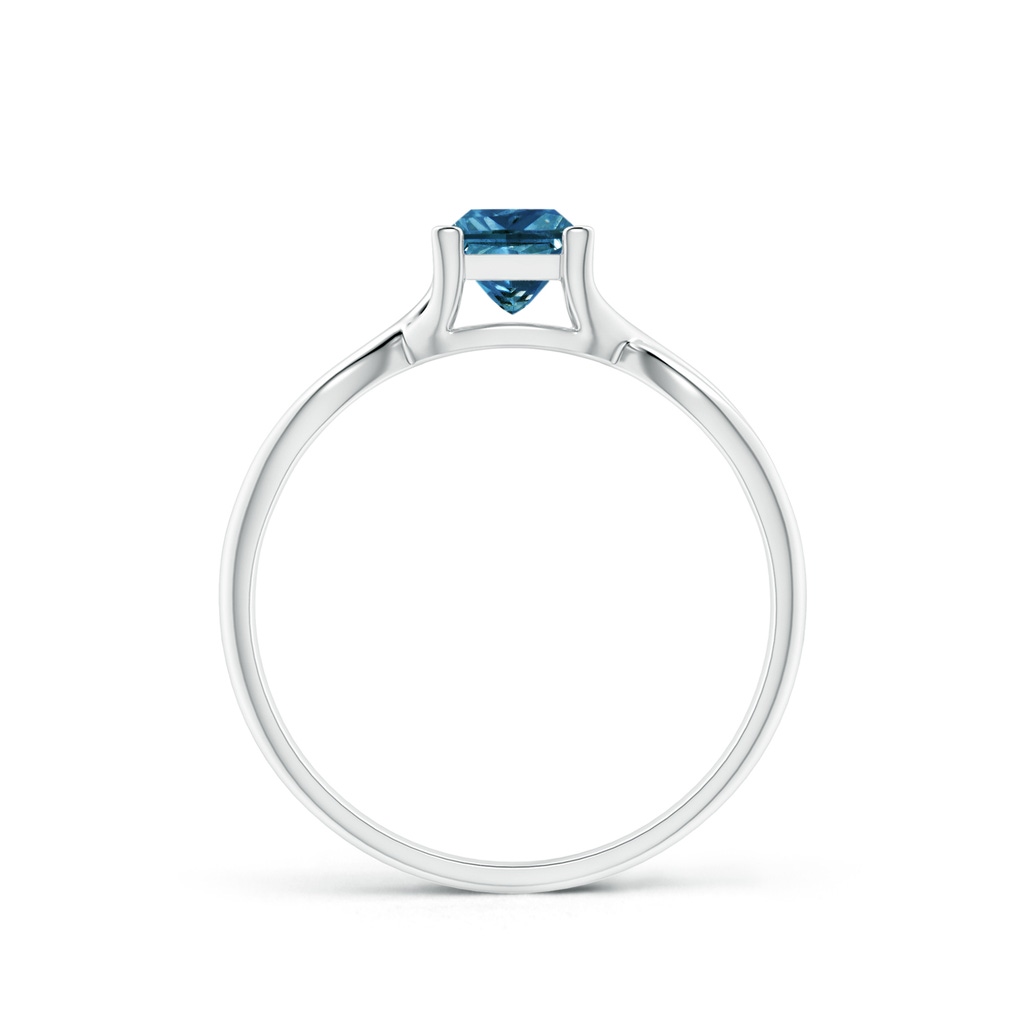 4.5mm AAA Princess-Cut Solitaire Blue Diamond Crossover Ring in P950 Platinum - side_1