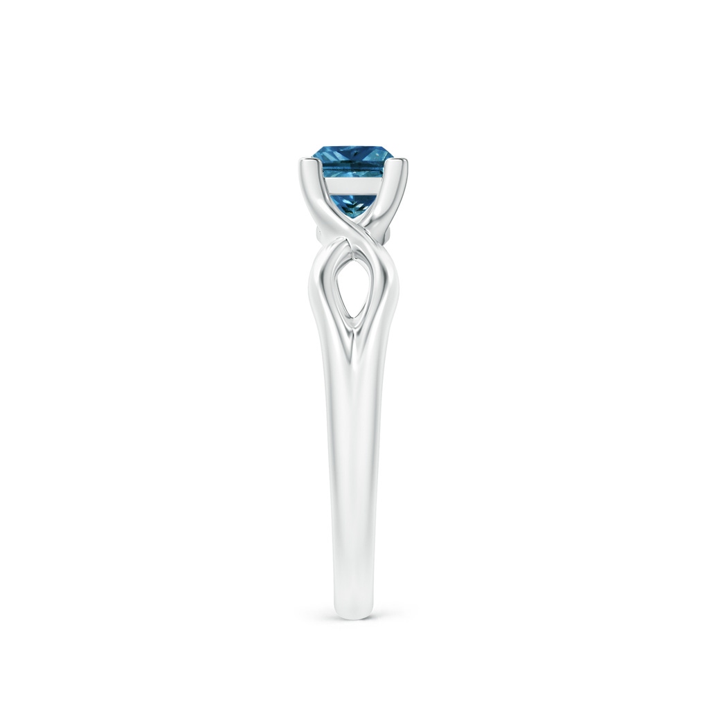 4.5mm AAA Princess-Cut Solitaire Blue Diamond Crossover Ring in P950 Platinum Side-2