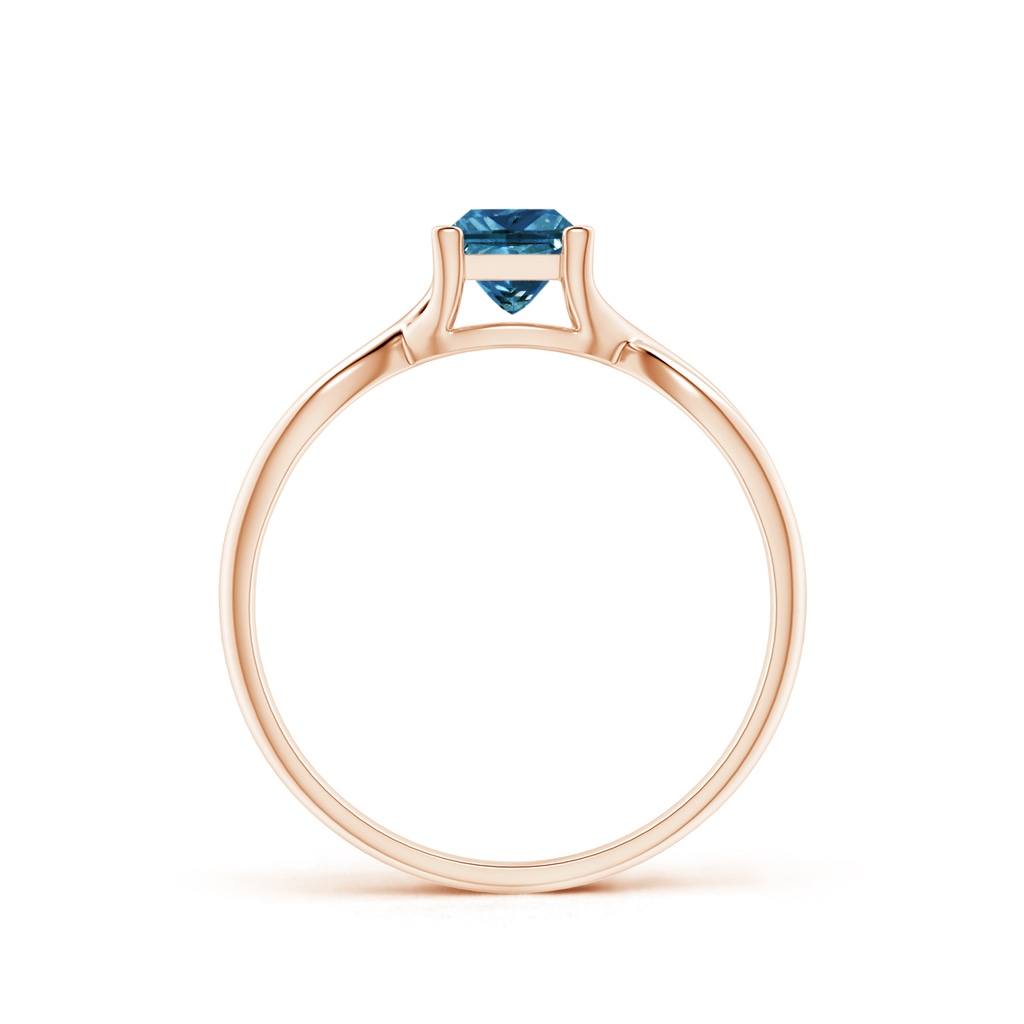 4.5mm AAA Princess-Cut Solitaire Blue Diamond Crossover Ring in Rose Gold - side_1