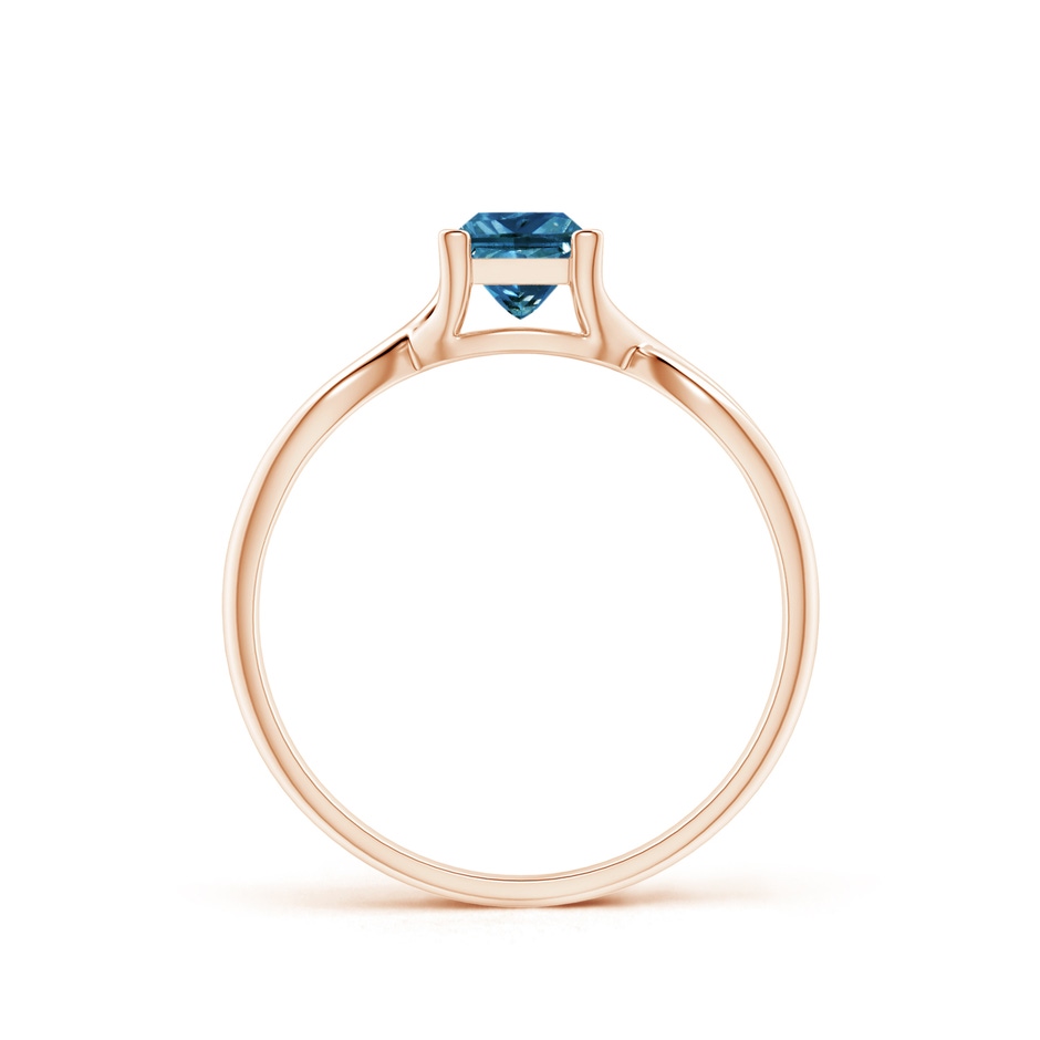 4.5mm AAA Princess-Cut Solitaire Blue Diamond Crossover Ring in Rose Gold side-1