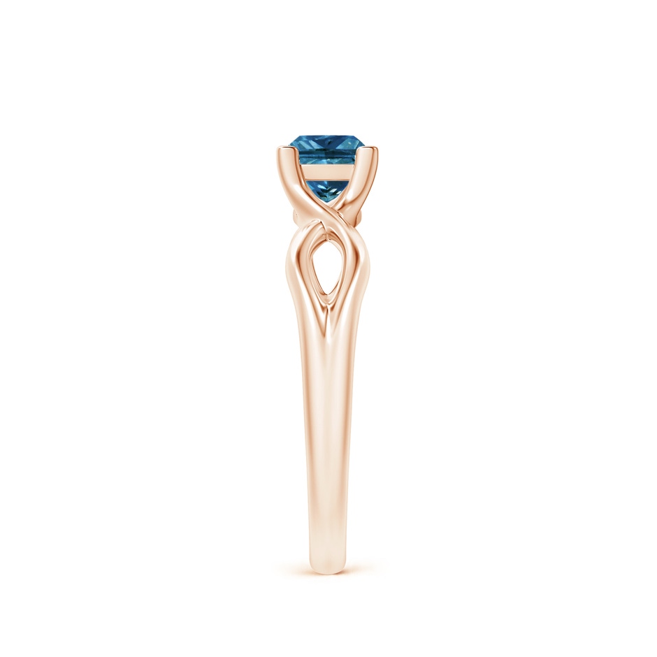 4.5mm AAA Princess-Cut Solitaire Blue Diamond Crossover Ring in Rose Gold side-2