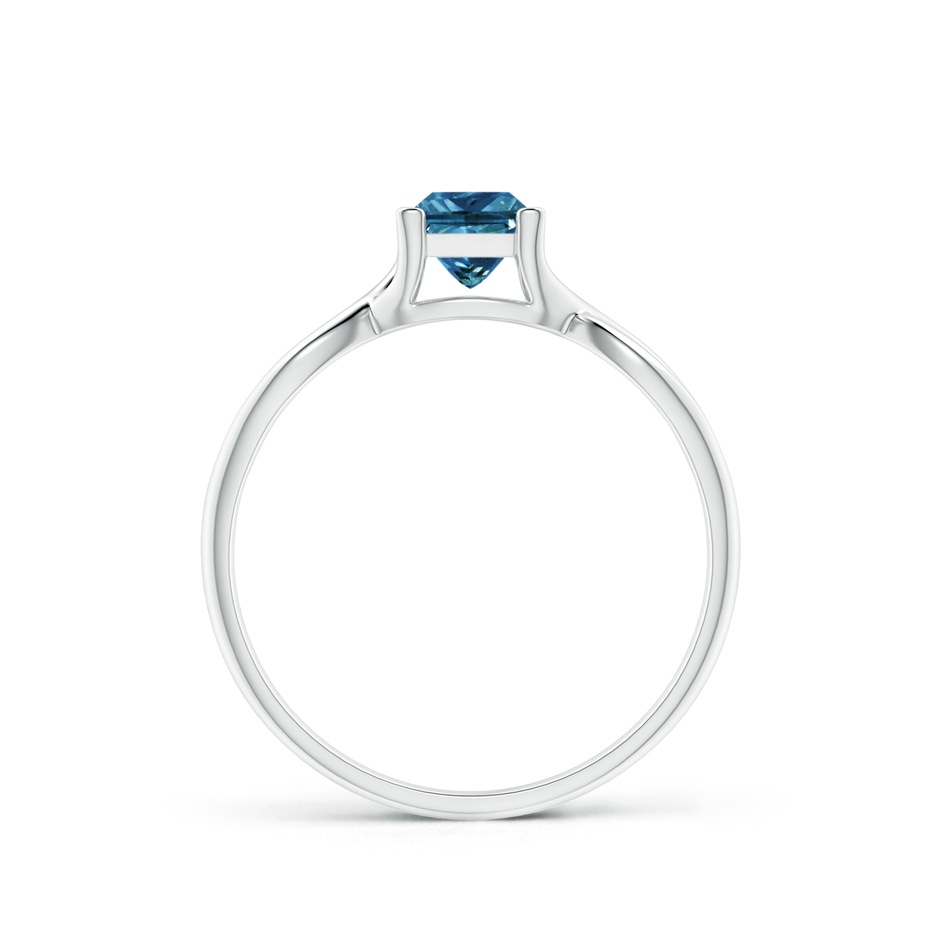 4.5mm AAA Princess-Cut Solitaire Blue Diamond Crossover Ring in White Gold side-1