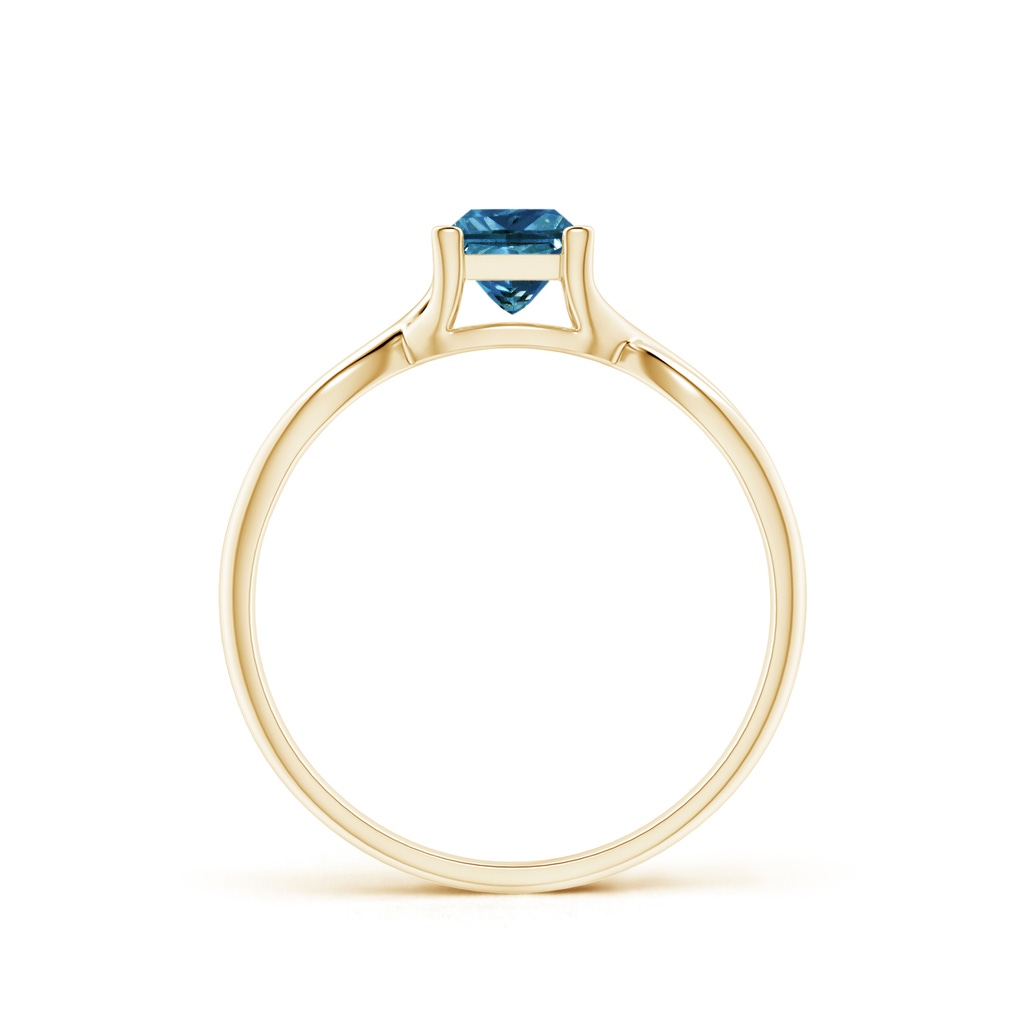 4.5mm AAA Princess-Cut Solitaire Blue Diamond Crossover Ring in Yellow Gold - side_1