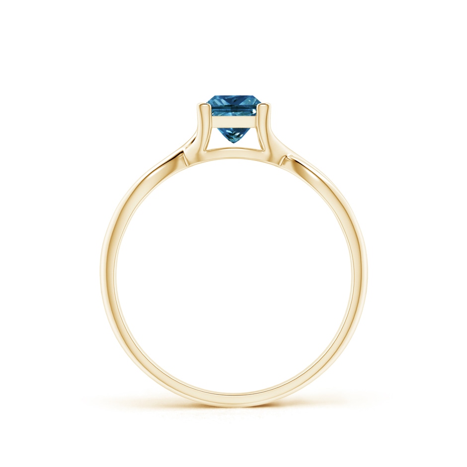 4.5mm AAA Princess-Cut Solitaire Blue Diamond Crossover Ring in Yellow Gold side-1