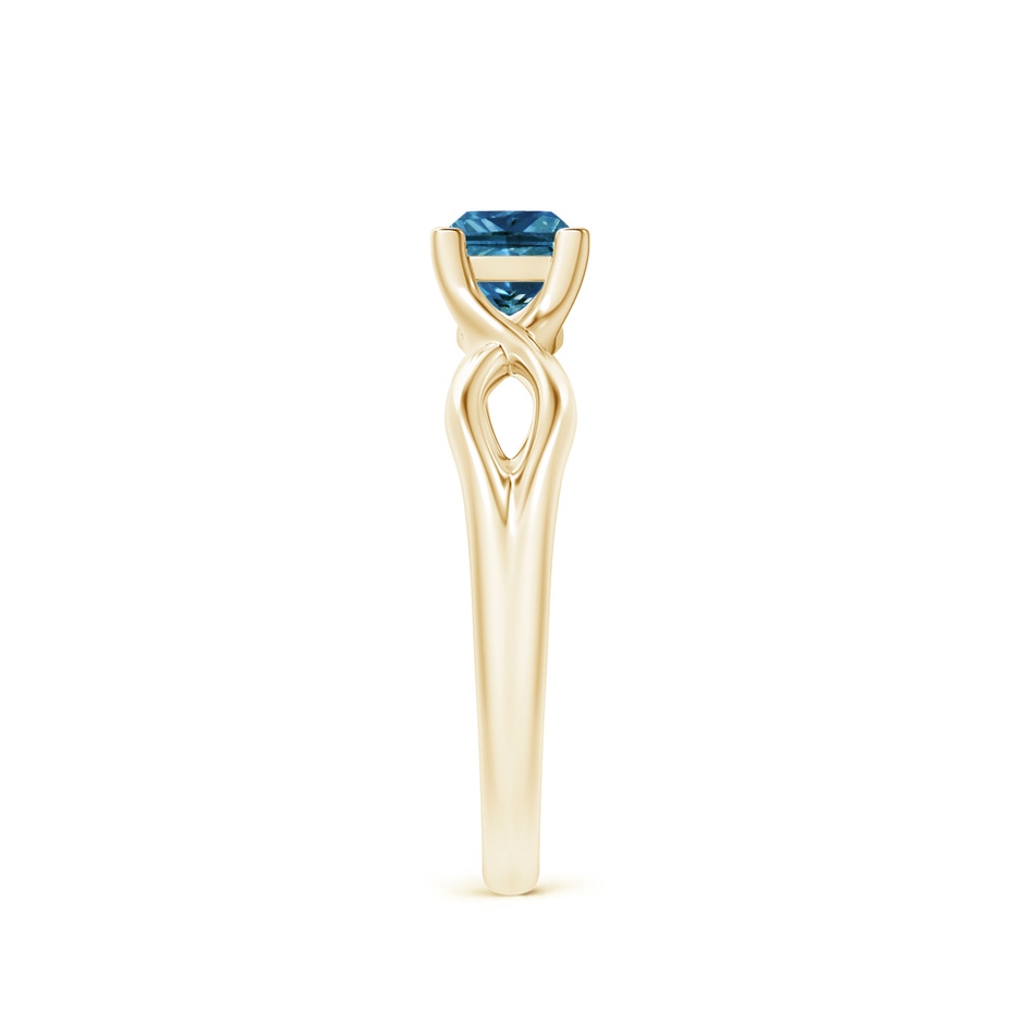 4.5mm AAA Princess-Cut Solitaire Blue Diamond Crossover Ring in Yellow Gold side-2