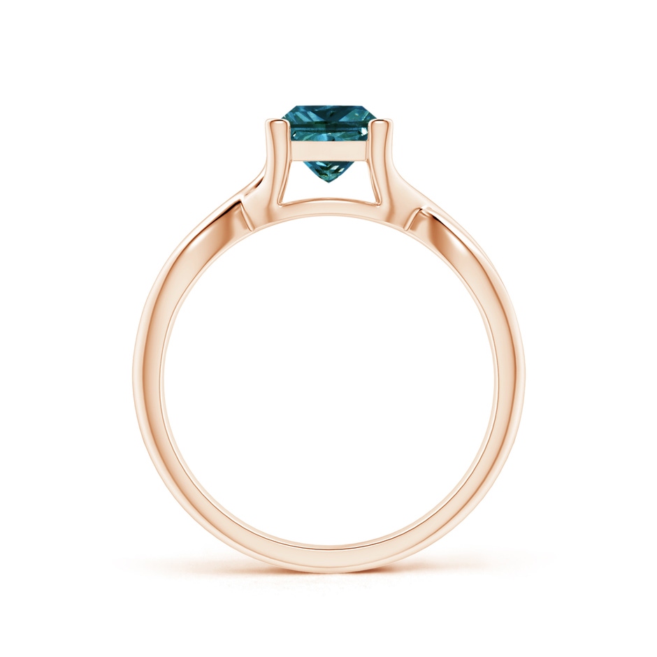 5.5mm AA Princess-Cut Solitaire Blue Diamond Crossover Ring in Rose Gold side-1