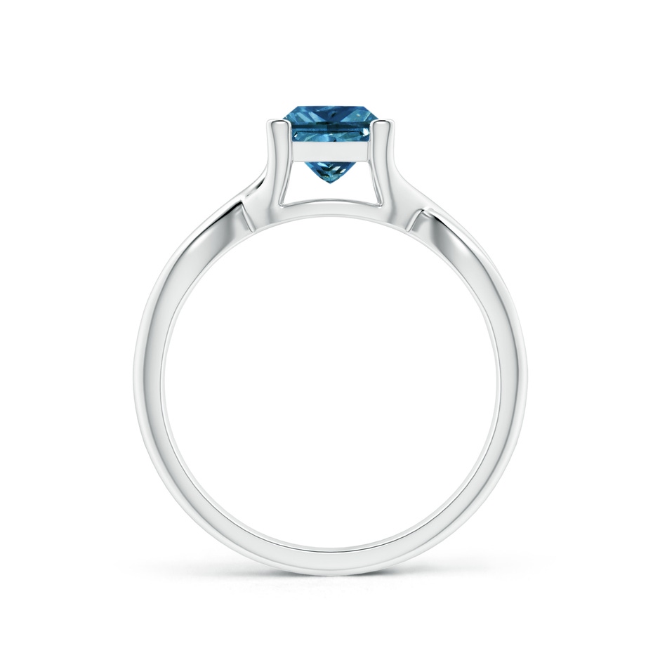 5.5mm AAA Princess-Cut Solitaire Blue Diamond Crossover Ring in White Gold side-1