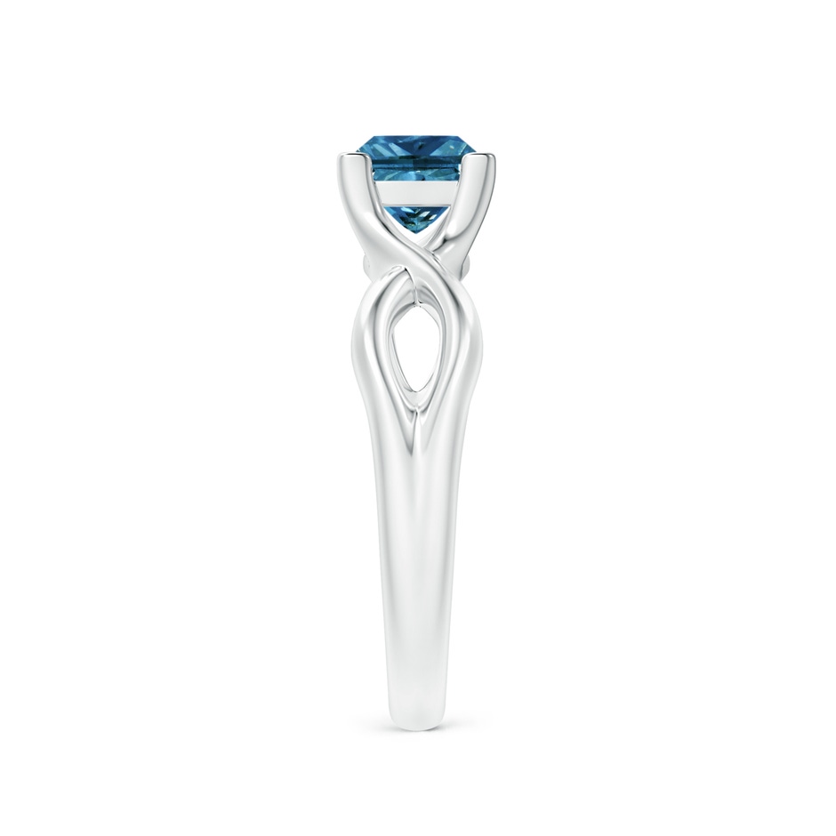 5.5mm AAA Princess-Cut Solitaire Blue Diamond Crossover Ring in White Gold side-2