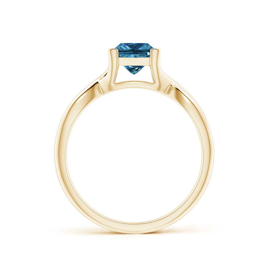 5.5mm AAA Princess-Cut Solitaire Blue Diamond Crossover Ring in Yellow Gold side-1