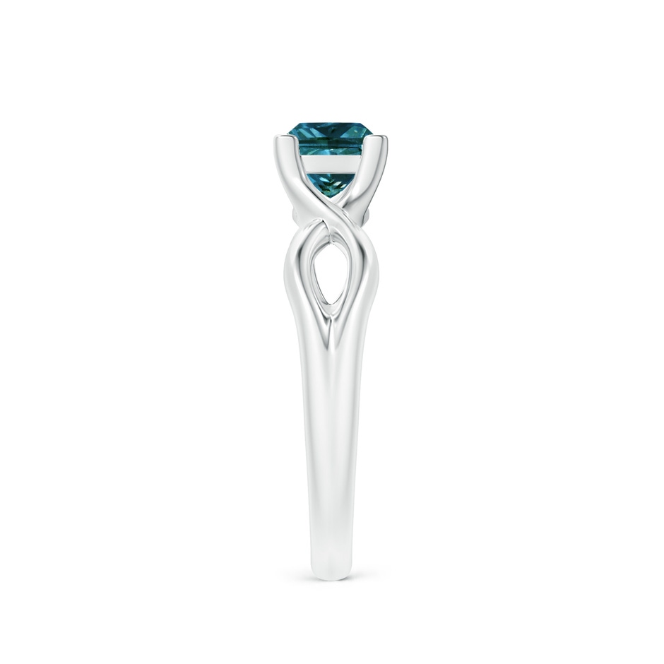 5mm AA Princess-Cut Solitaire Blue Diamond Crossover Ring in P950 Platinum side-2
