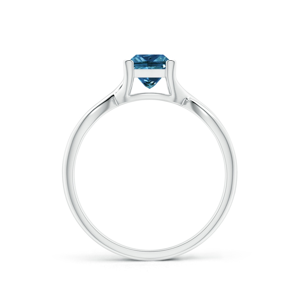 5mm AAA Princess-Cut Solitaire Blue Diamond Crossover Ring in White Gold Side-1