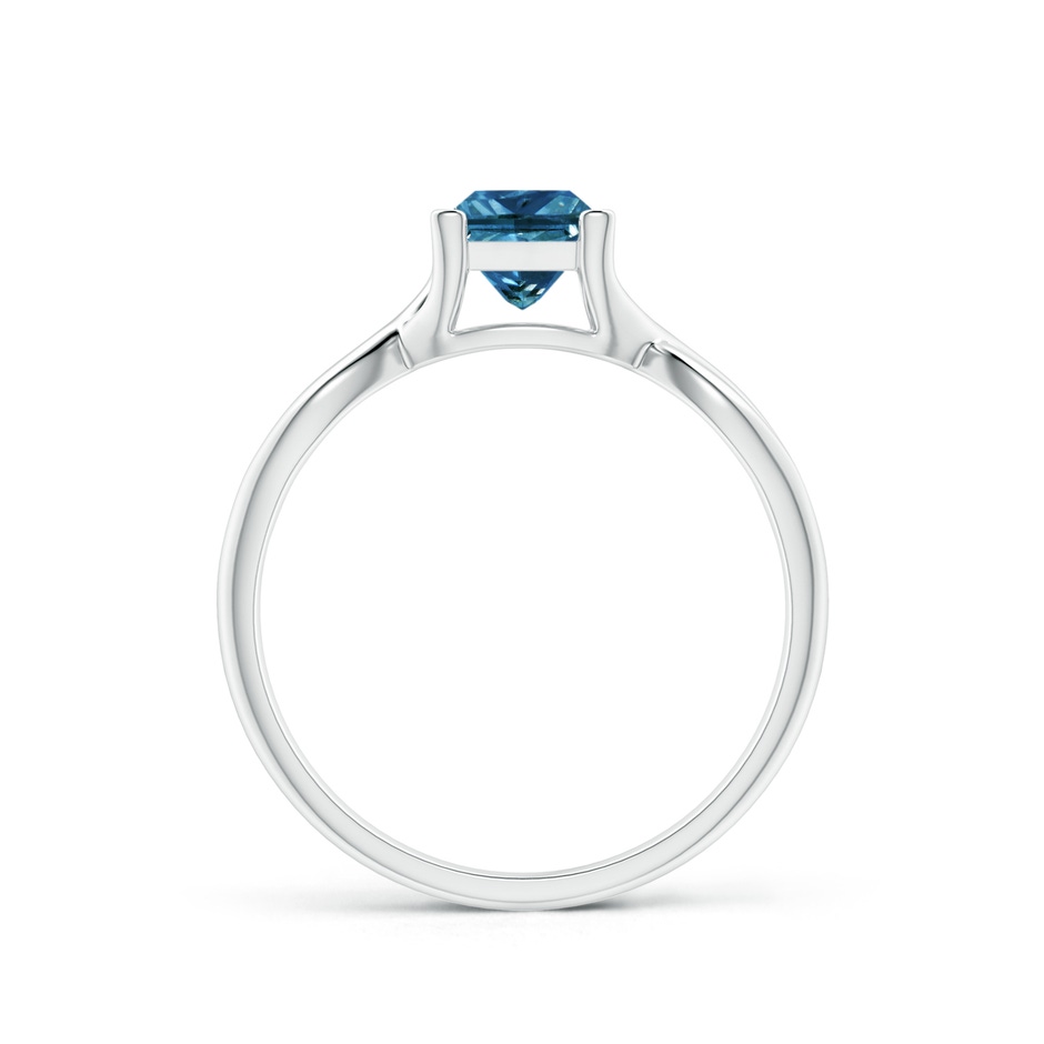 5mm AAA Princess-Cut Solitaire Blue Diamond Crossover Ring in White Gold side-1