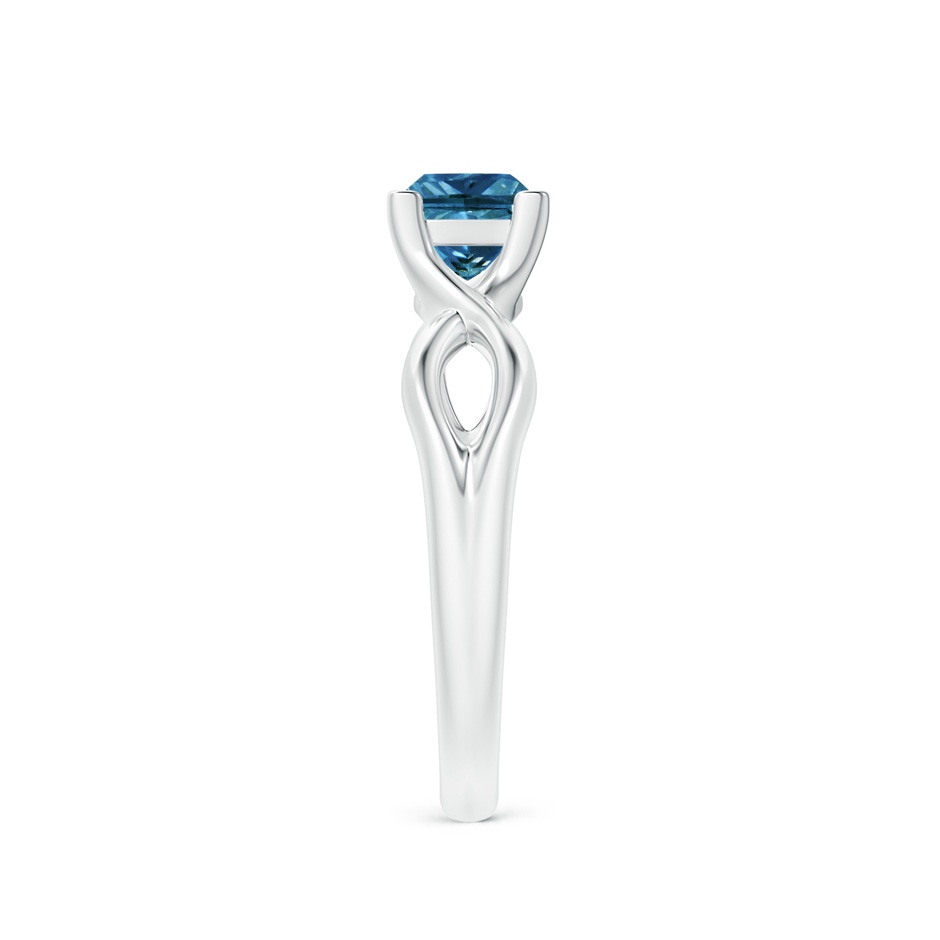 5mm AAA Princess-Cut Solitaire Blue Diamond Crossover Ring in White Gold side-2