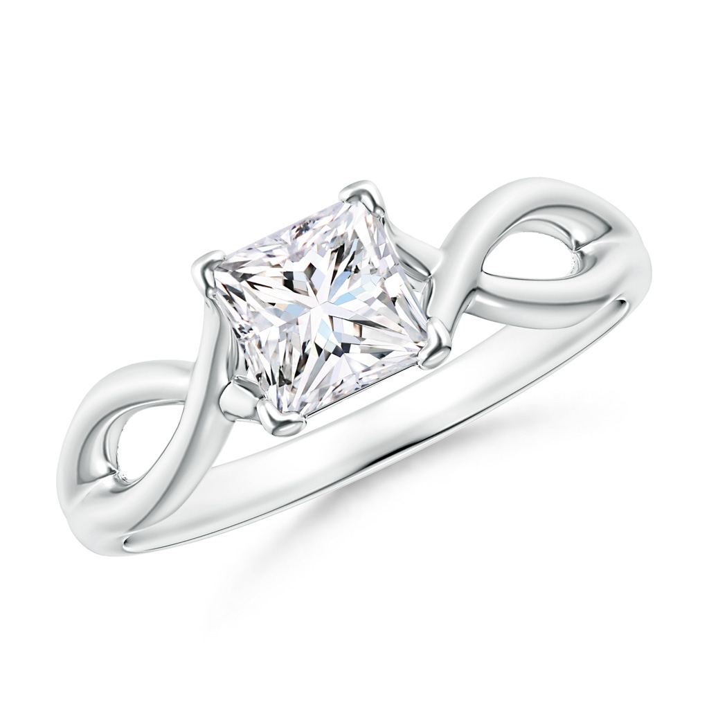 5mm GVS2 Princess-Cut Solitaire Diamond Crossover Ring in White Gold