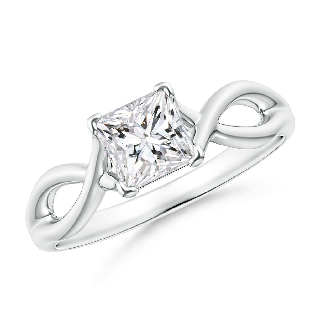5mm HSI2 Princess-Cut Solitaire Diamond Crossover Ring in White Gold